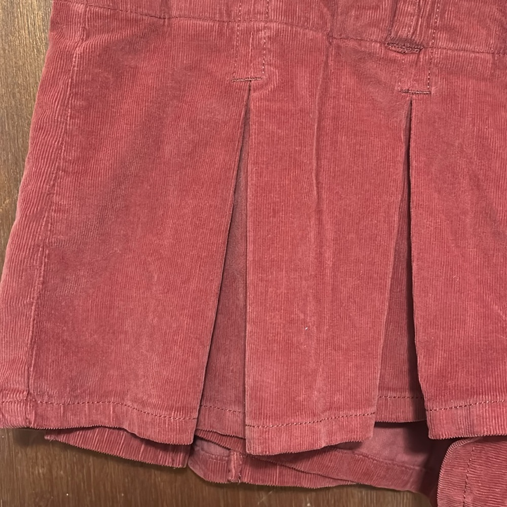 Free People Rust Red Corduroy Pleated Mini Skirt - Picture 3 of 9